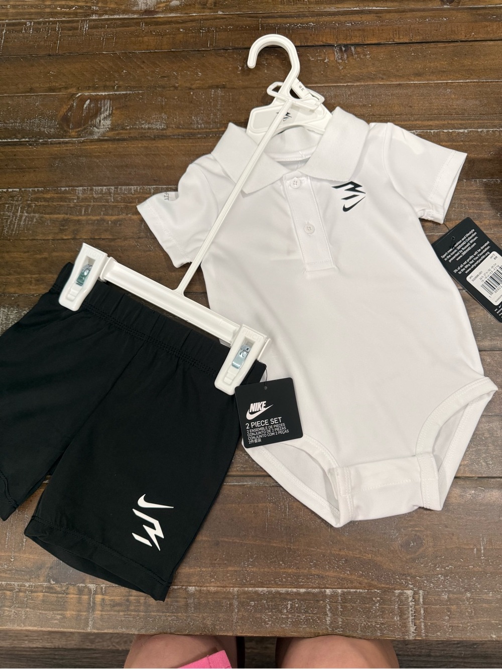 Nike White Polo Bodysuit and Black Shorts Set